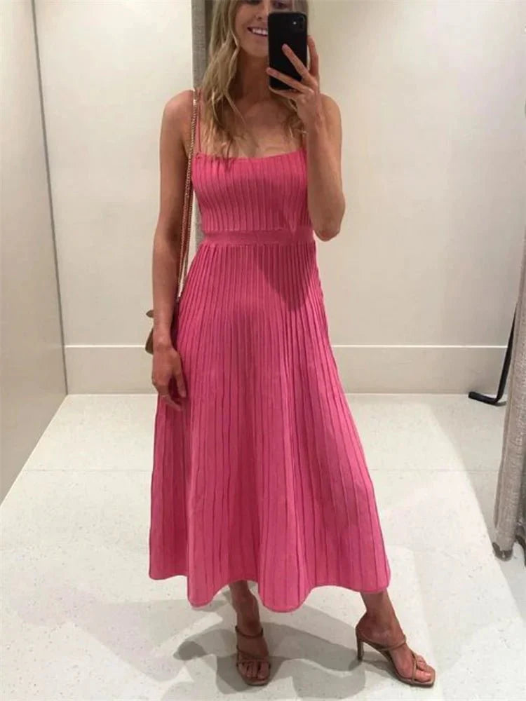 Stretchable Backless Knit Maxi Dress