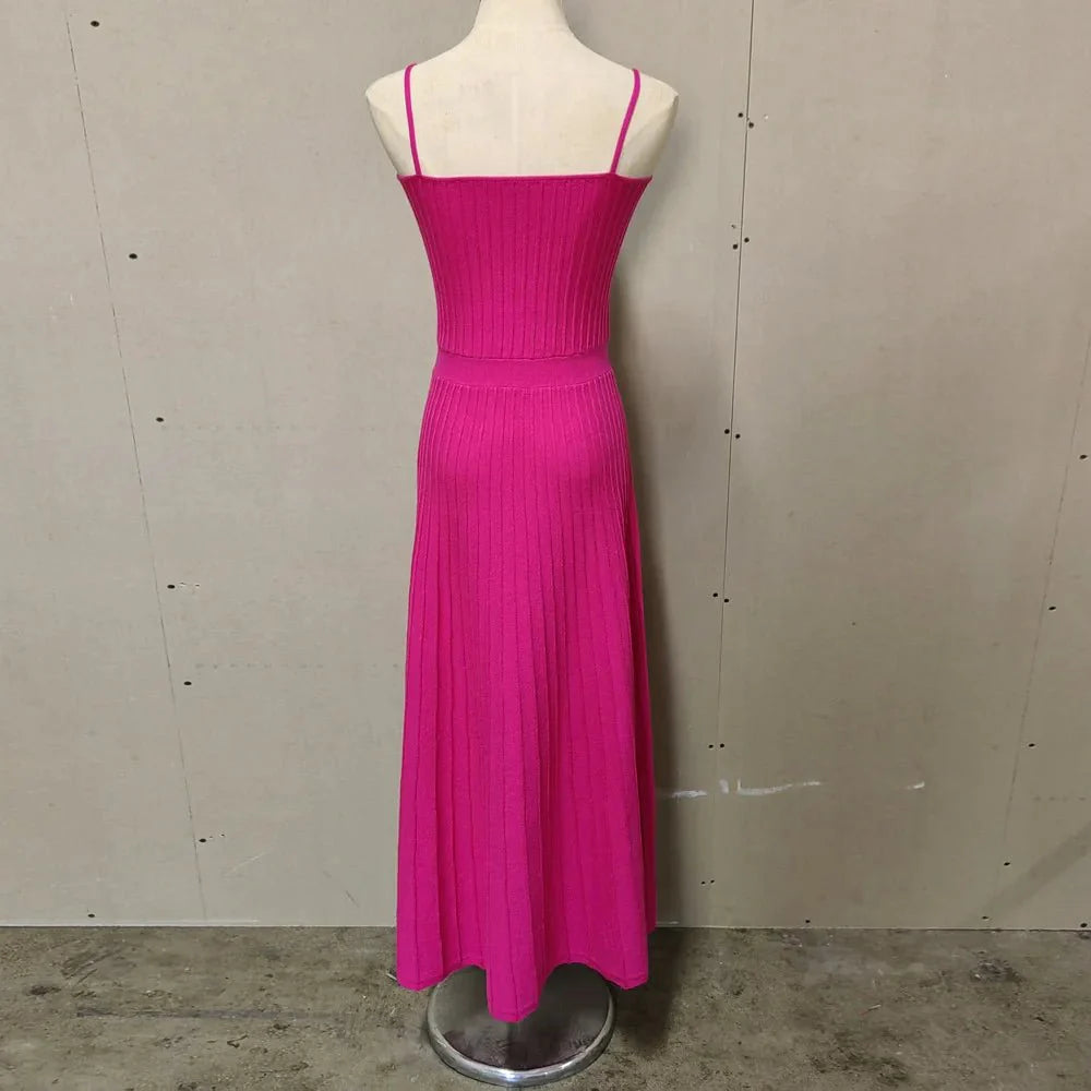 Stretchable Backless Knit Maxi Dress