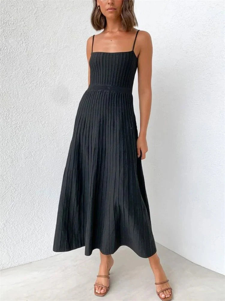 Stretchable Backless Knit Maxi Dress