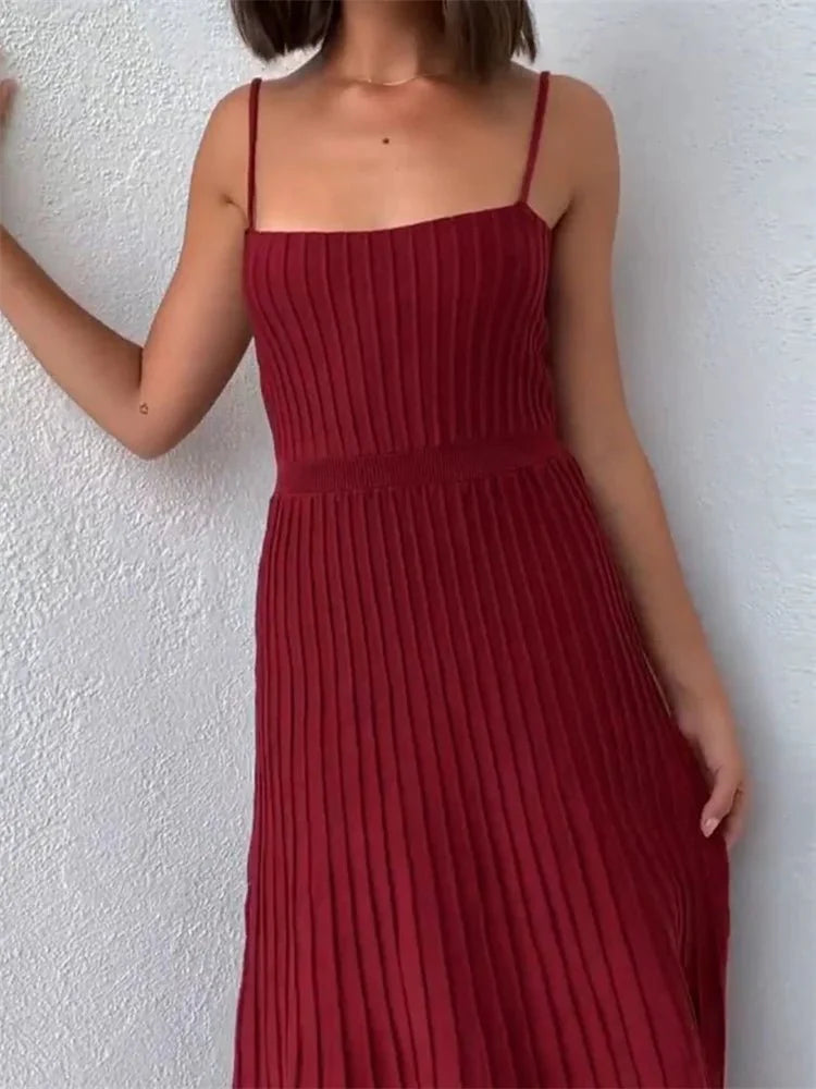Stretchable Backless Knit Maxi Dress
