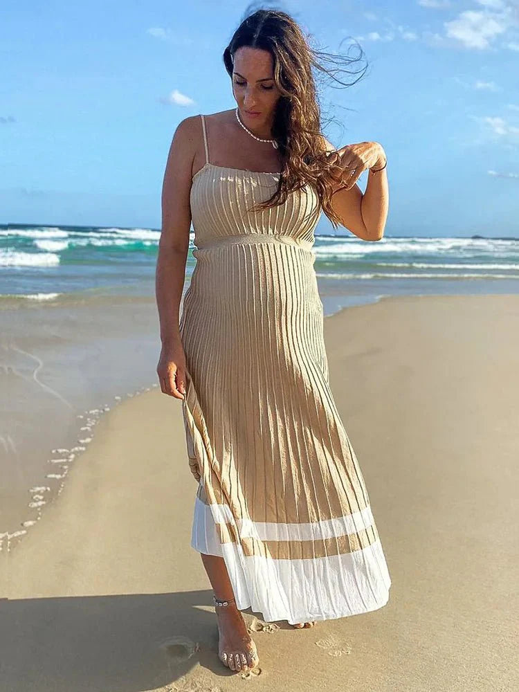 Stretchable Backless Knit Maxi Dress