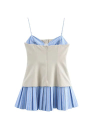 Stripe Splicing Sleeveless Mini Dress