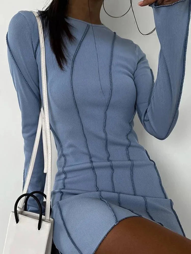Striped Knitted Mini Bodycon Dress