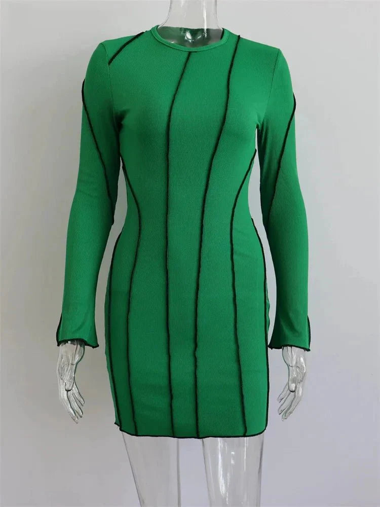 Striped Knitted Mini Bodycon Dress