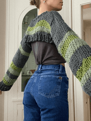 Pydshop Striped Long Sleeve Bolero Sweater Top