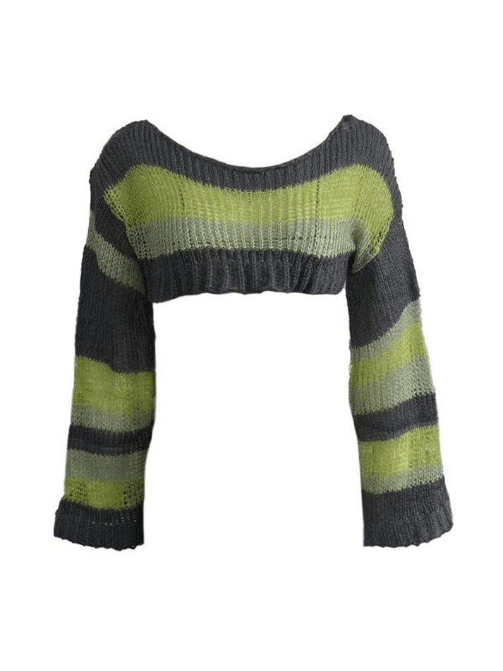 Pydshop Striped Long Sleeve Bolero Sweater Top
