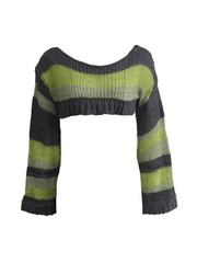 Pydshop Striped Long Sleeve Bolero Sweater Top
