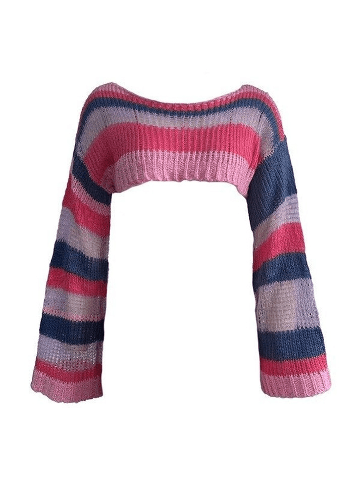 Pydshop Striped Long Sleeve Bolero Sweater Top