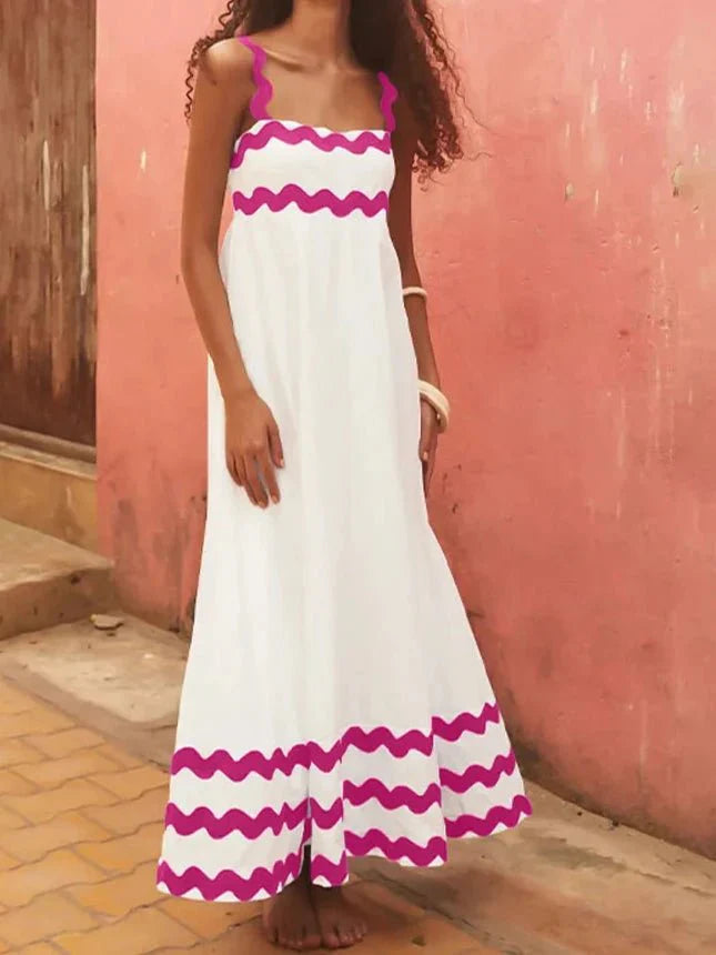 Stylish Color-matching Striped Midi Dress