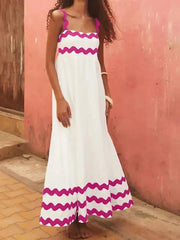 Stylish Color-matching Striped Midi Dress