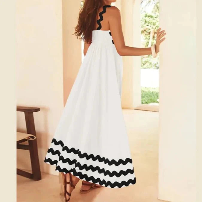 Stylish Color-matching Striped Midi Dress