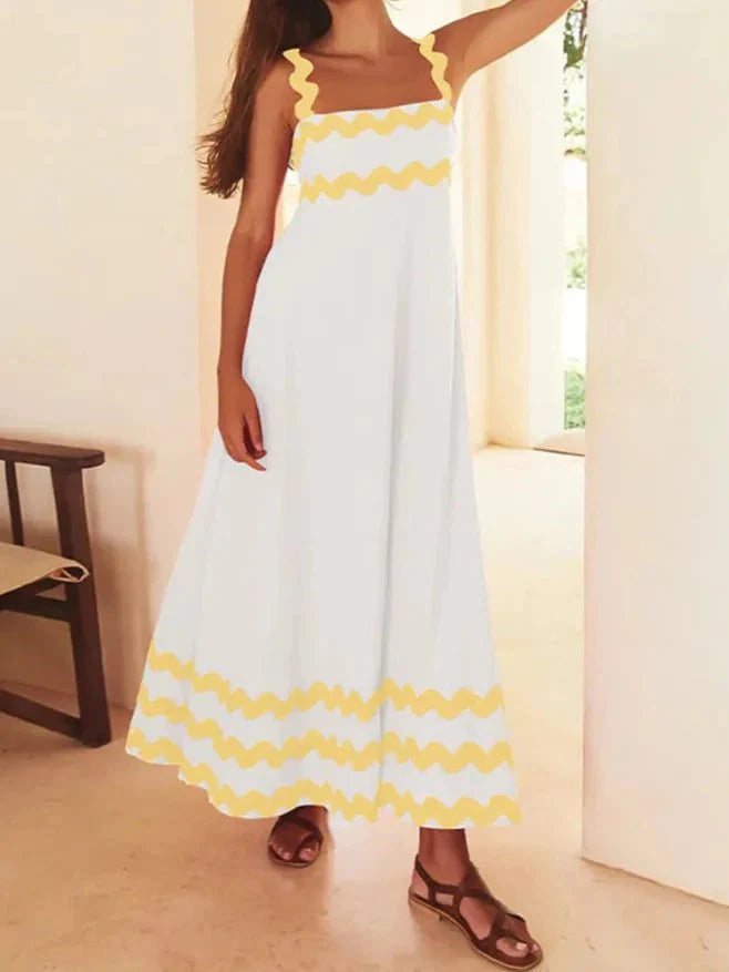 Stylish Color-matching Striped Midi Dress