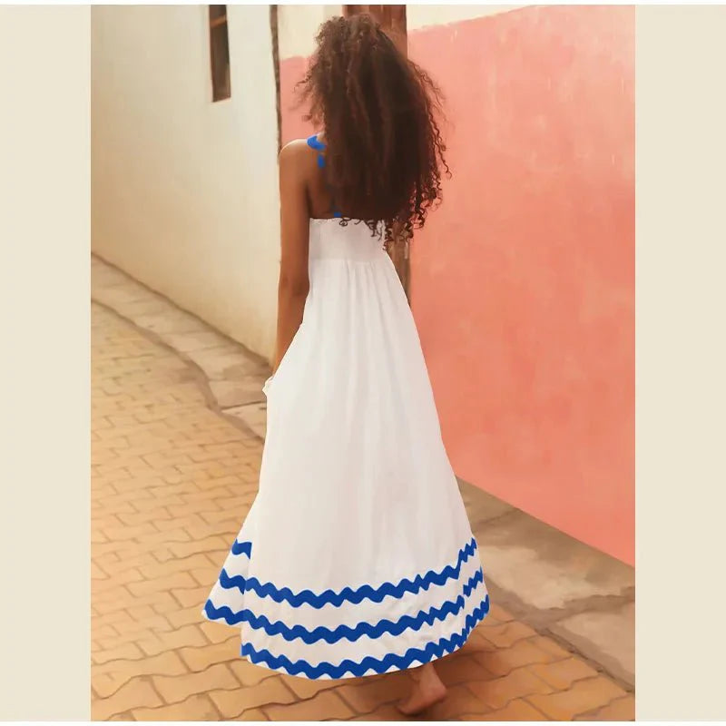 Stylish Color-matching Striped Midi Dress