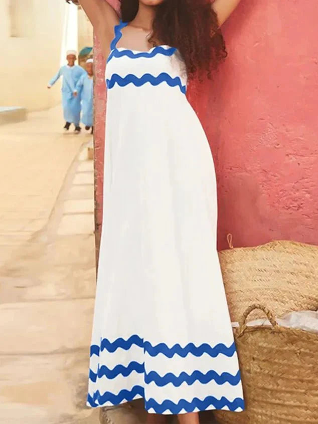 Stylish Color-matching Striped Midi Dress