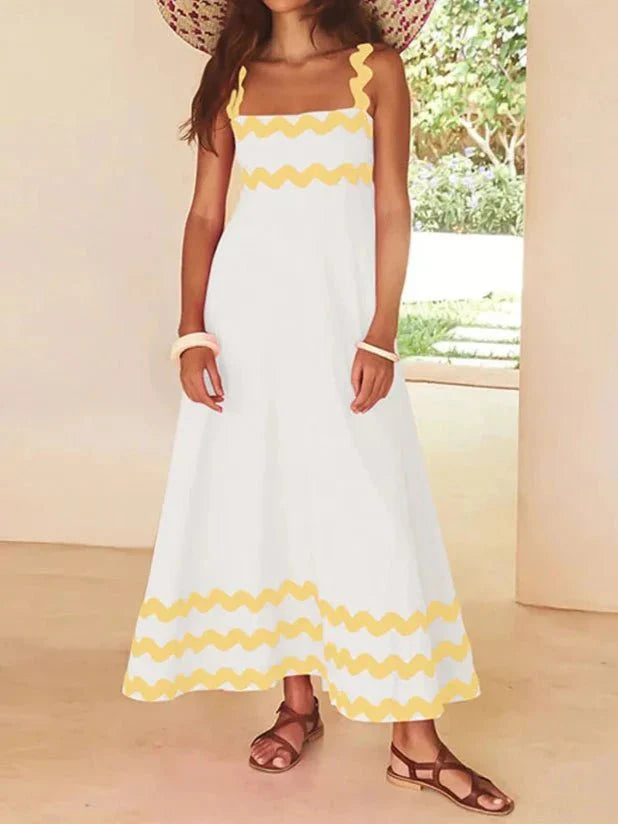 Stylish Color-matching Striped Midi Dress
