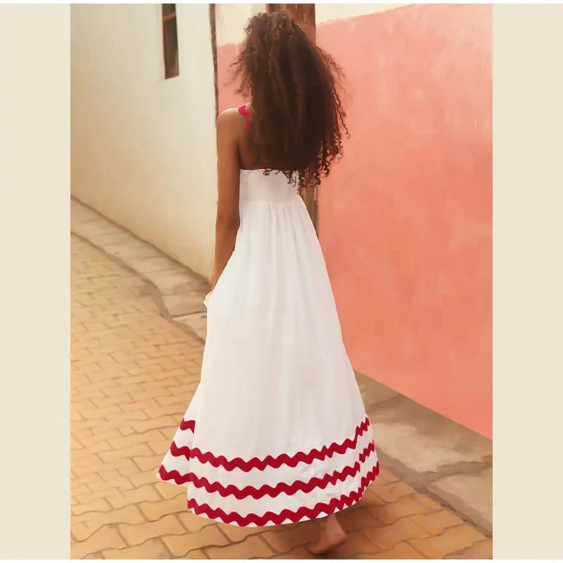 Stylish Color-matching Striped Midi Dress