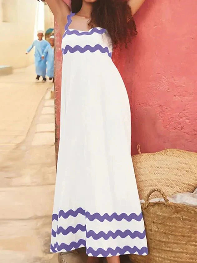 Stylish Color-matching Striped Midi Dress