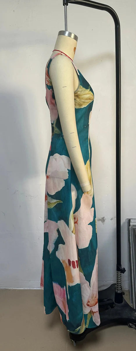 Summer Slim Fit Print Maxi Dress