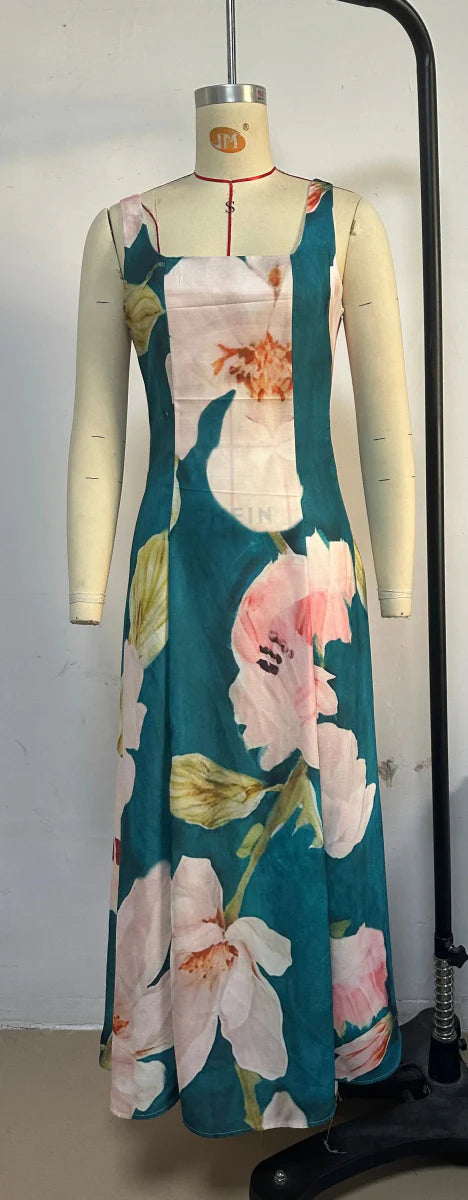 Summer Slim Fit Print Maxi Dress