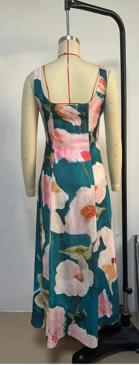 Summer Slim Fit Print Maxi Dress