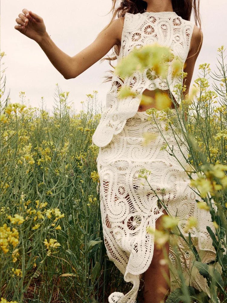 Chic O-neck Sleeveless Tank Top Skirts Sets
