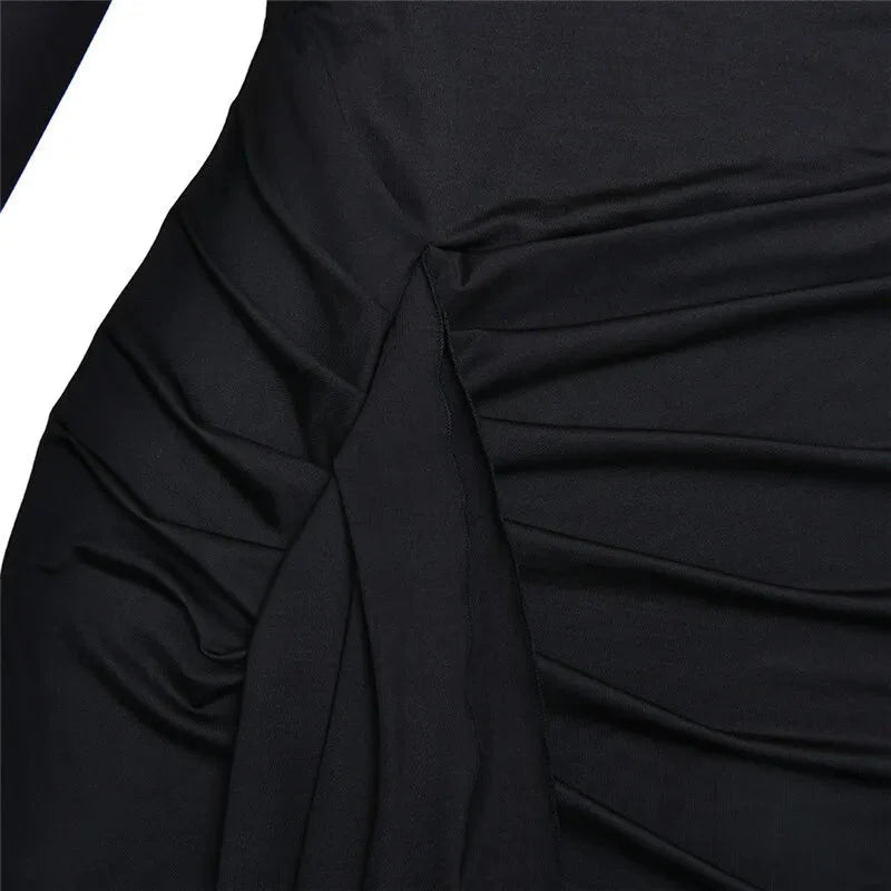 Turtleneck Thigh-Split Bodycon Dress