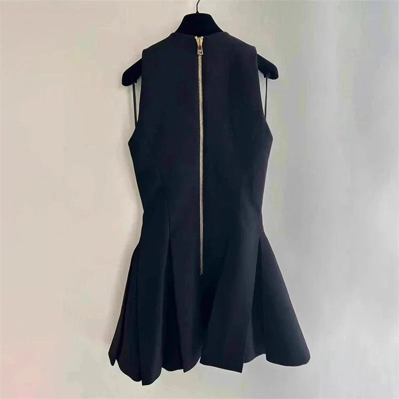V-Neck Double-Breasted Mini Dress