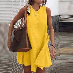 Vintage Linen Sundress Sleeveless A-line Dress