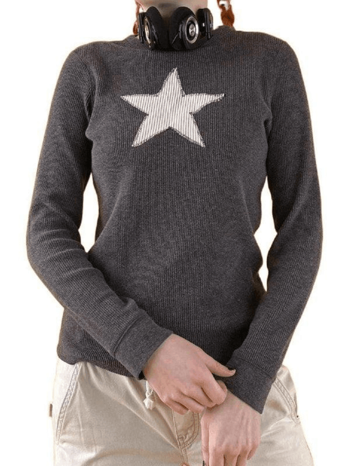 Pydshop Vintage Star Long Sleeve Knit Top