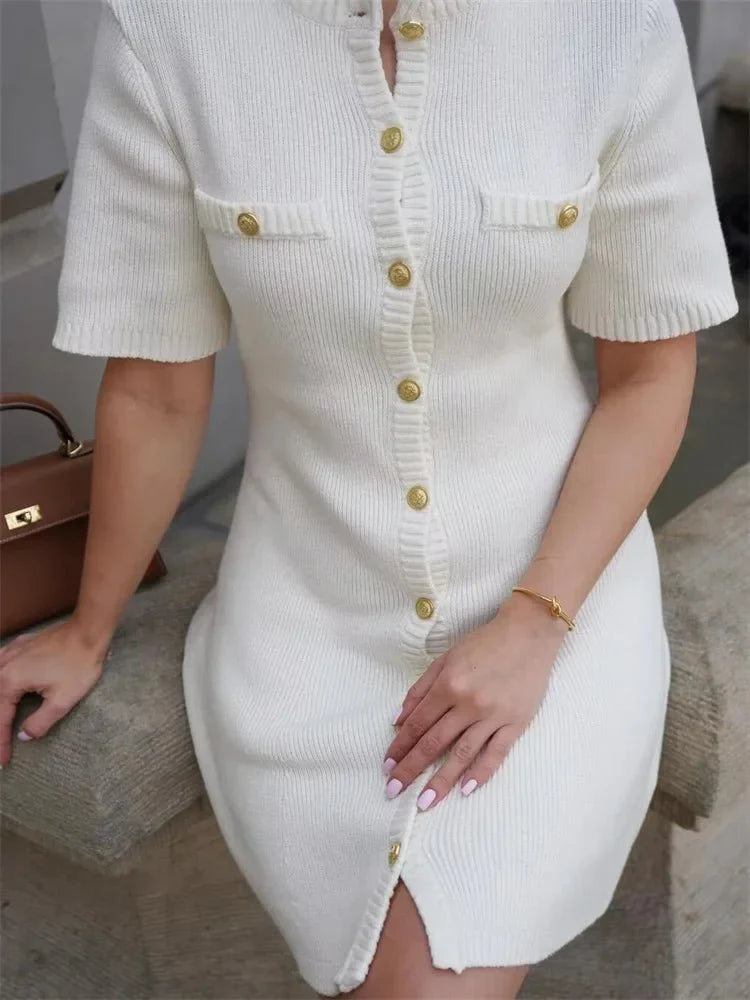 White Knit Mini Dress