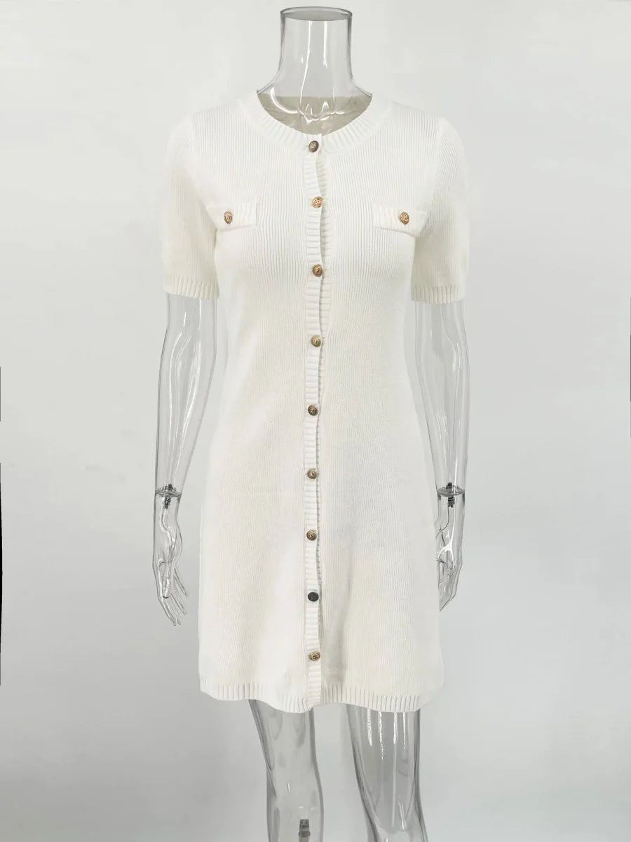 White Knit Mini Dress