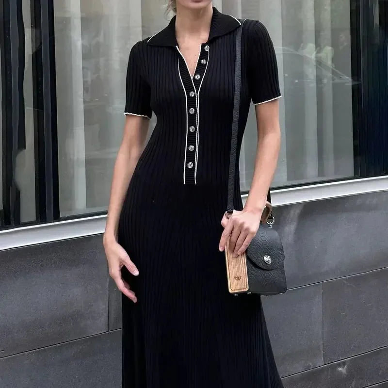 White Knitted Short Elegant Knitwear Dress