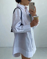 White Loose Tunic Dress Long Casual Shirtsg