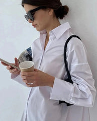 White Loose Tunic Dress Long Casual Shirtsg