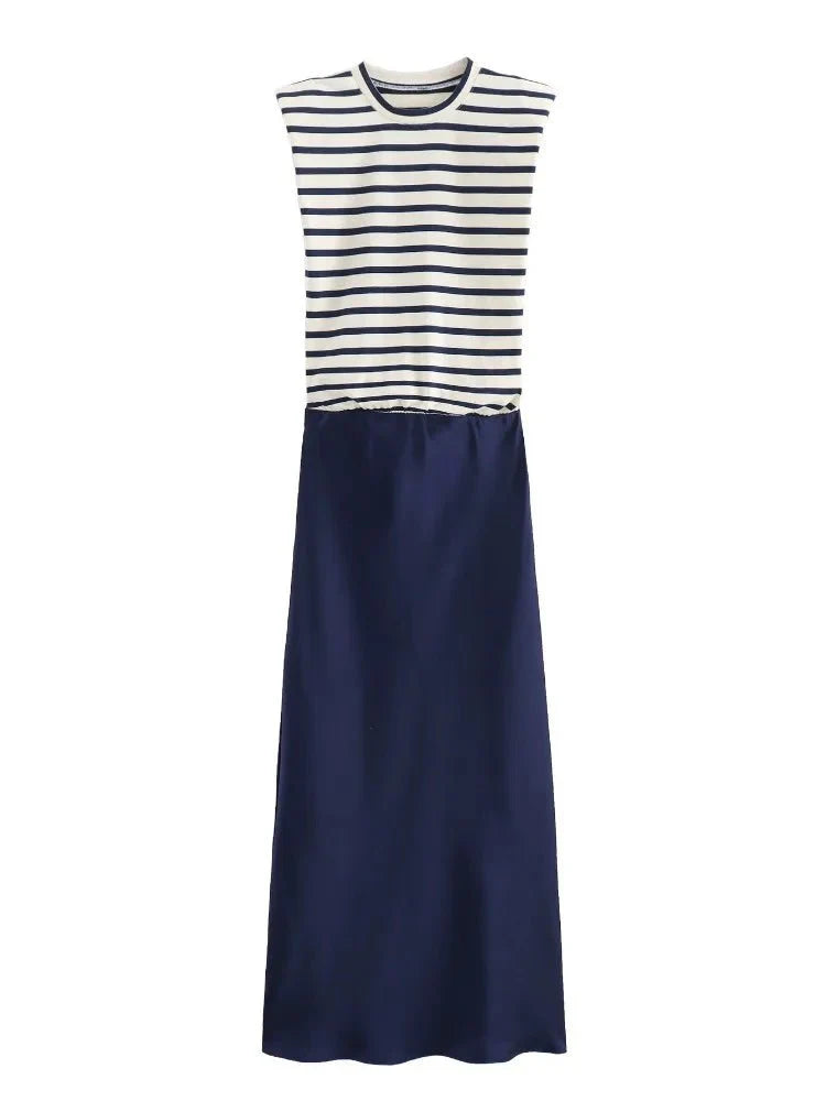 Women Elegant Stripe Printed Maxi Dress
