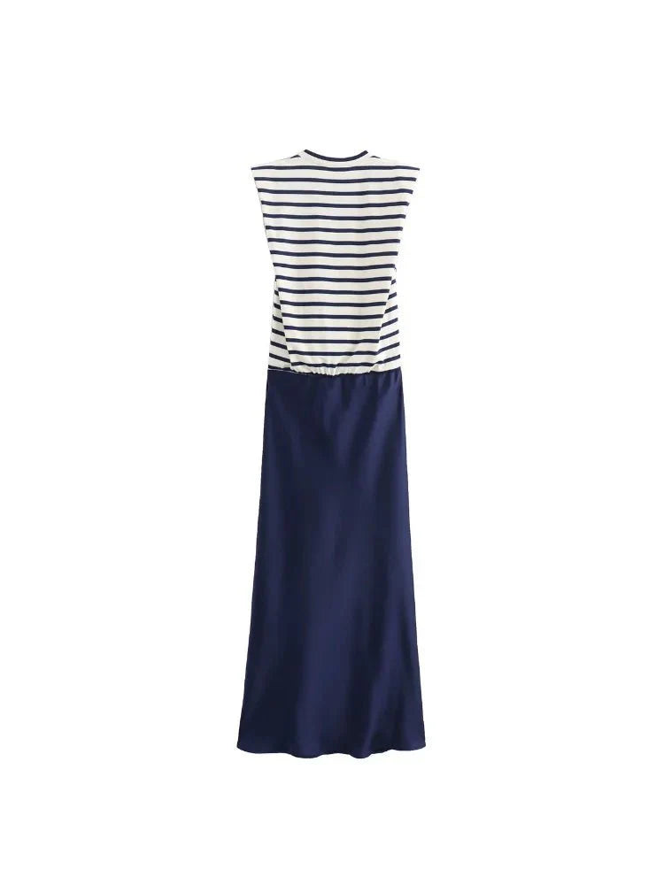 Women Elegant Stripe Printed Maxi Dress