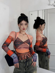 Pydshop Y2K Sunset Mesh Top
