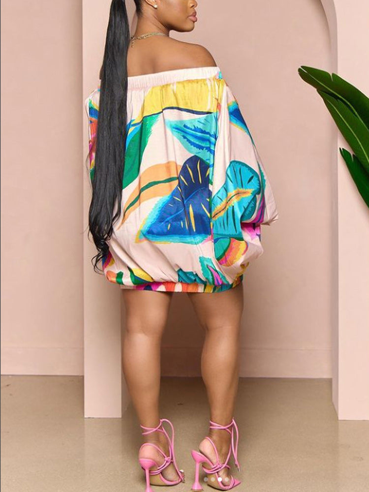 Off Shoulder Puff Sleeve Mini Dresses