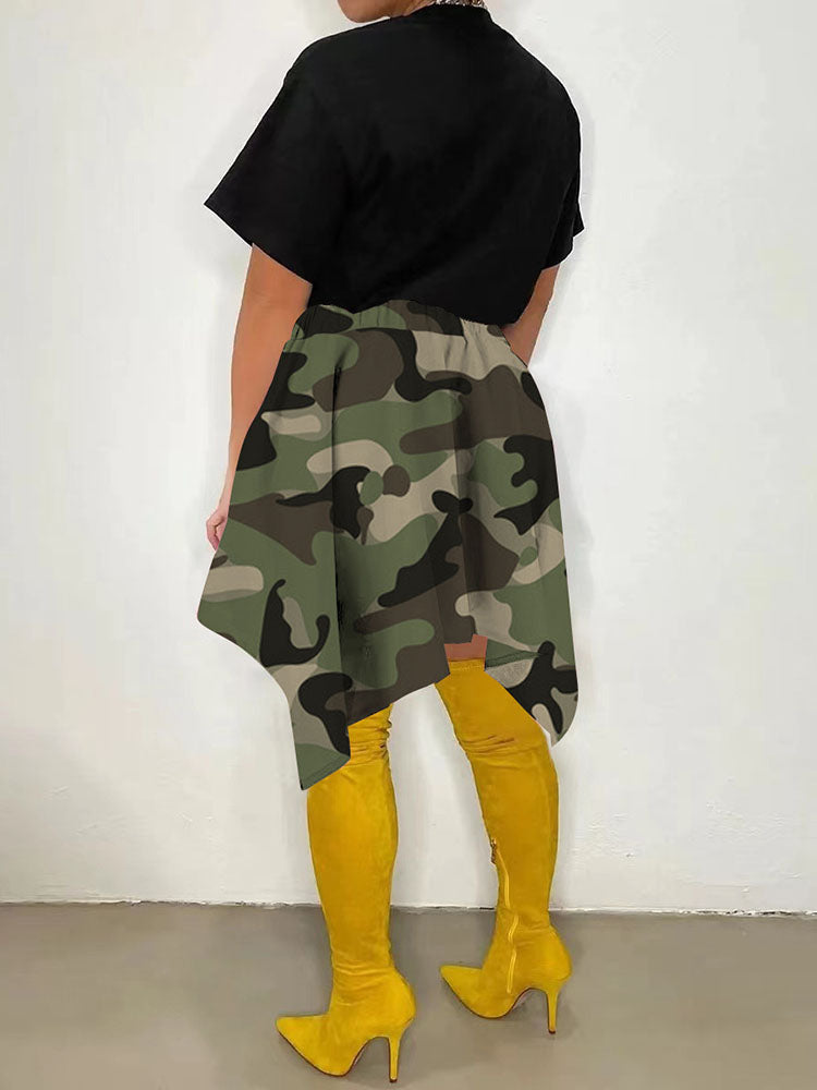 Irregular Camouflage Skirt