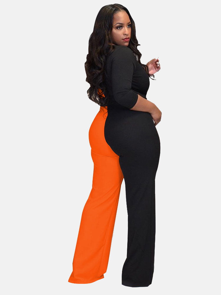 Split Joint V Neck Jumpsuit