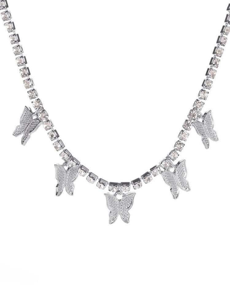 Rhinestone Butterfly Necklace