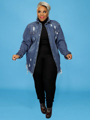 Distressed Denim Coat
