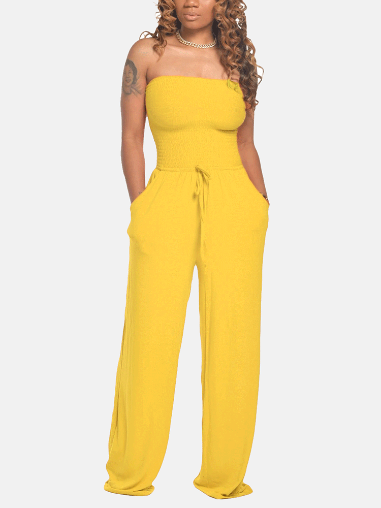Strapless Wide Leg Jumpsuit