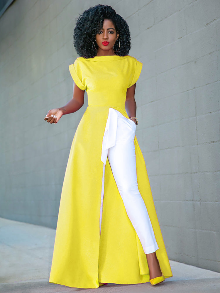 High Split Solid Maxi Dresses