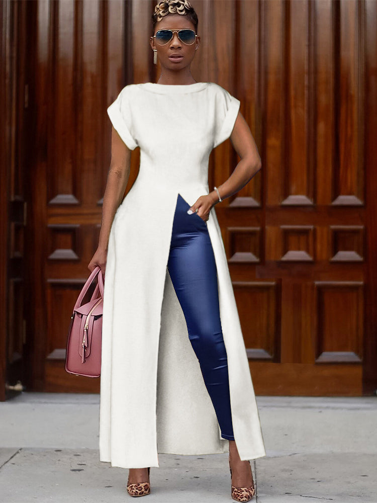 High Split Solid Maxi Dresses