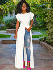 High Split Solid Maxi Dresses