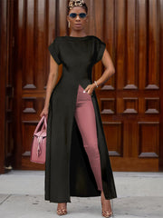 High Split Solid Maxi Dresses
