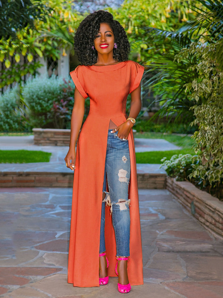 High Split Solid Maxi Dresses
