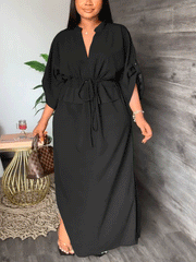 V Neck Waist Maxi Dresses