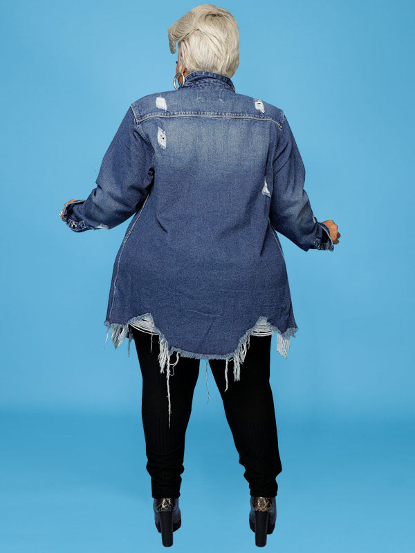 Distressed Denim Coat